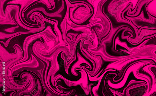 Hot pink, magenta and black rectangle texture with surrealistic liquid watercolor stains, chaotic swirls, vortices, twists. Swirling pattern hand drawn decoration, watercolour painted text background.