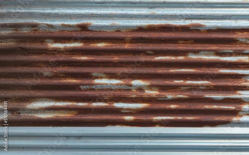rust textured metal floor. Panel for facade Trapezoidal Sheets, close up