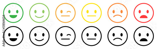 Face icon set. Satisfaction rating. Vector illustration