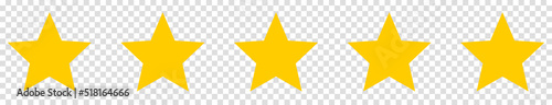 Five stars rating. Customer feedback concept. Vector illustration isolated on transparent background