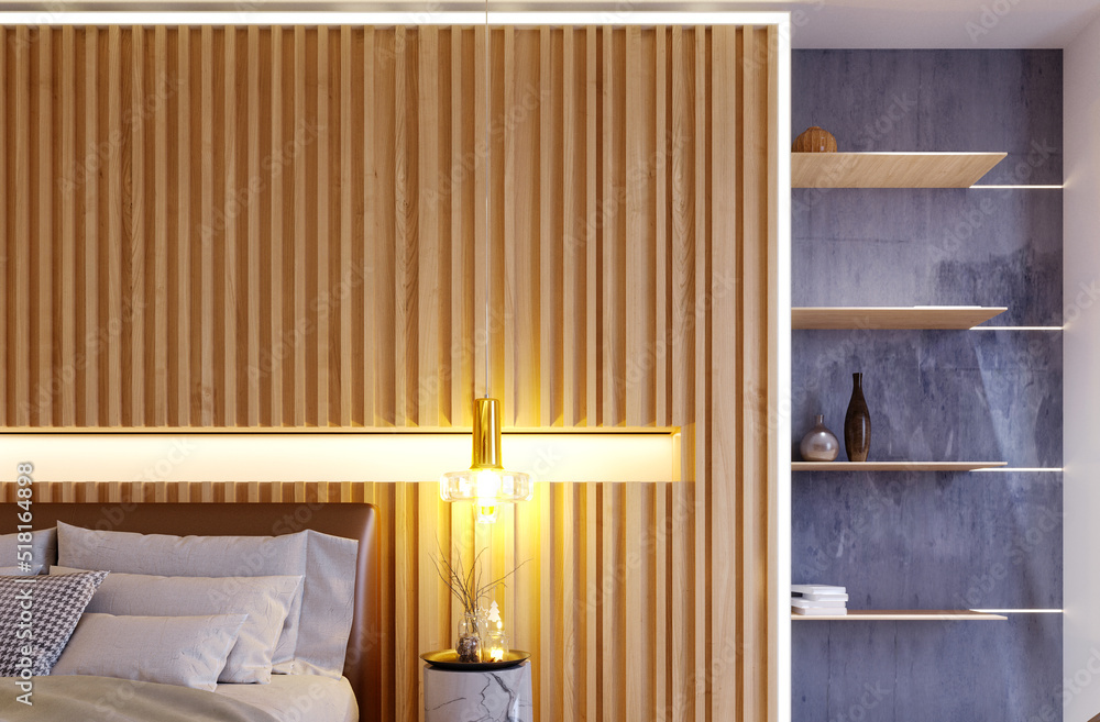 3d rendering,3d illustration, Interior Scene and Mockup,interior render,decorate the headboard of the bedroom style modern. 3d rendering,3d illustration, Interior Scene and Mockup,interior render,decorate the headboard of the bedroom style modern.