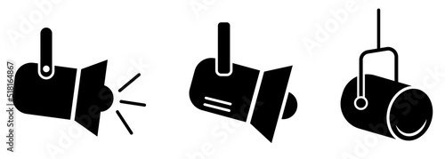 Set of spotlight icons. Stage lighting symbols. Vector illustration