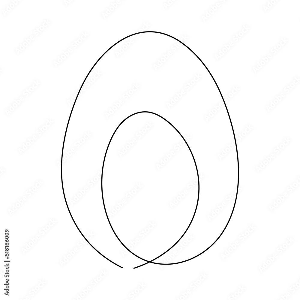 Egg continuous one line drawing. Easter egg doodle linear symbol. Vector illustration isolated on white. Egg continuous one line drawing. Easter egg doodle linear symbol. Vector illustration isolated on white.