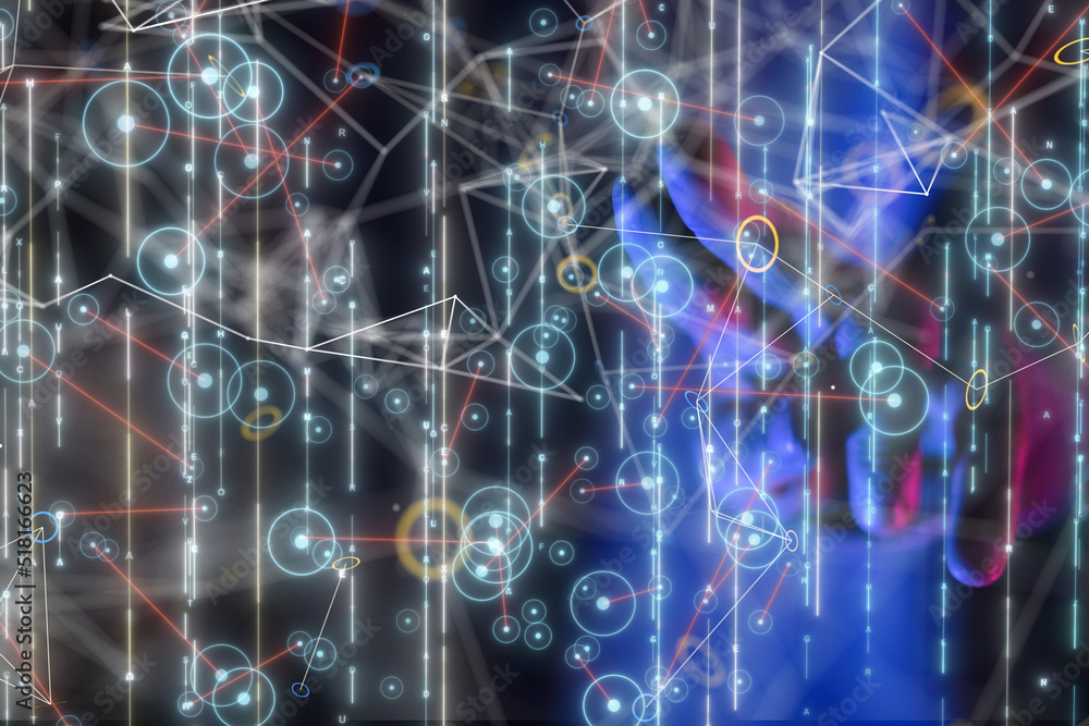 Neural network 3D illustration. Big data and cybersecurity Neural network 3D illustration. Big data and cybersecurity