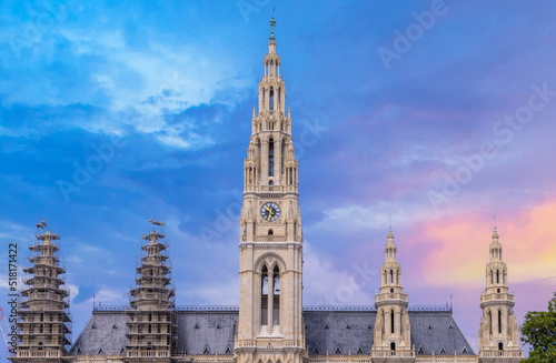 Canvas Print Austria, Vienna City Hall, Wiener Rathaus, at Rathausplatz in historic city center
