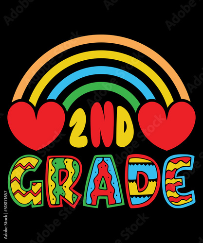 2nd Grade Rainbow Girl Boys Teacher Hello Second Grade Squad Colorful T-Shirt