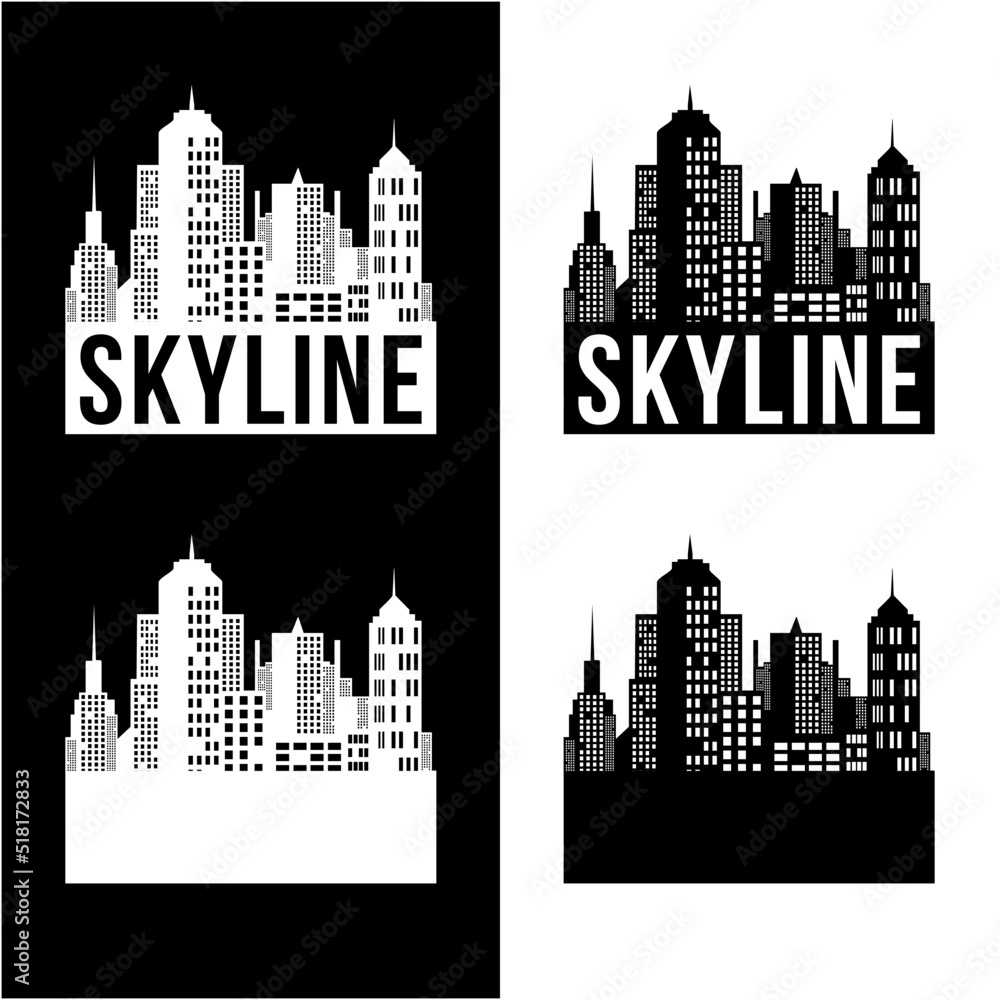 Skyline black white logo vector