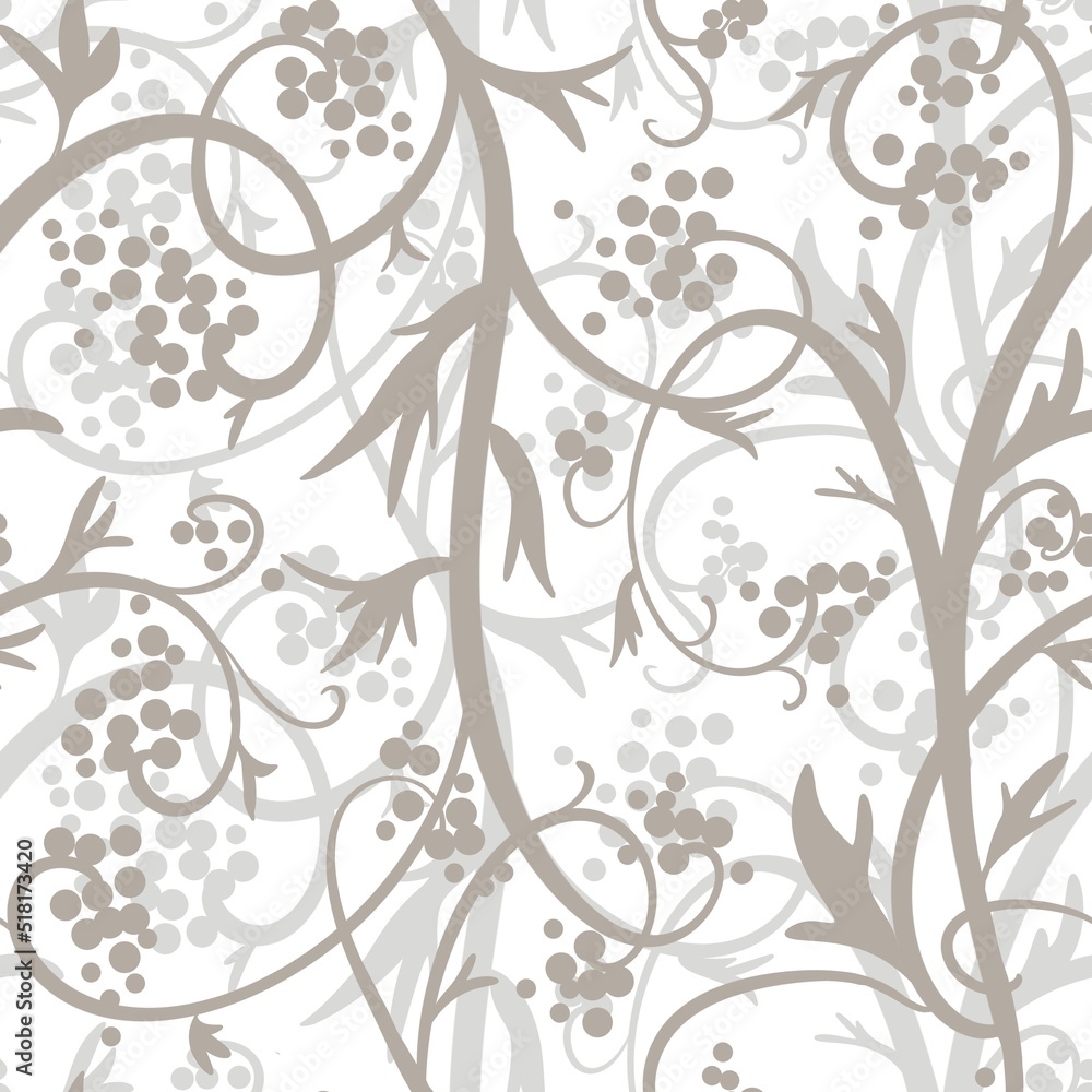 Obraz premium abstract seamless pattern of twigs and leaves on a white background