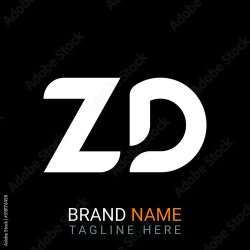 ZD Letter Logo design. black background.