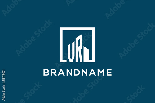 Letter VR with square shape logo style, modern and minimal logo for real estate