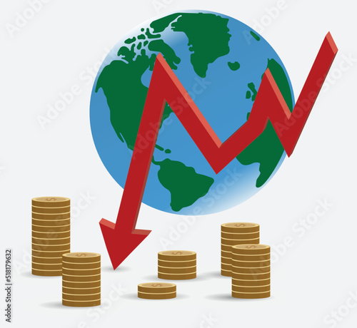 Global Financial Crisis Concept. White background.