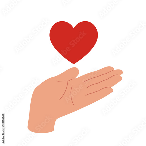 Hand with love heart symbol. Continuous vector single line art for Saint Valentine's day card, banner, poster flyer. Love you.