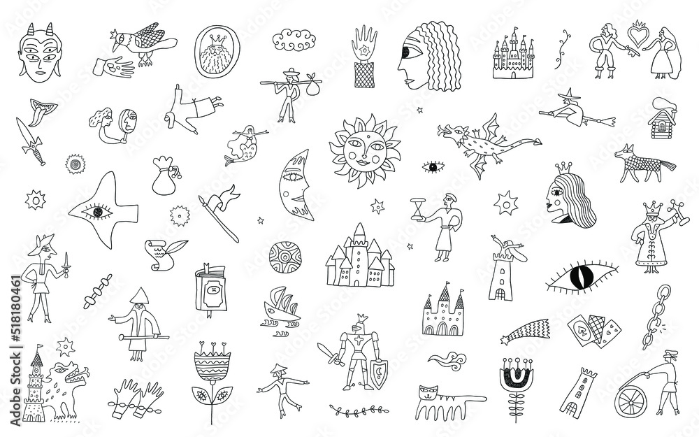 fairy tale characters - doodle set ,hand drawn background
fairy tale characters - doodle set ,hand drawn background