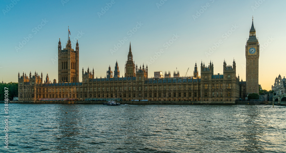 The Houses of Parliament, Big Ben by The River Thames, London, England