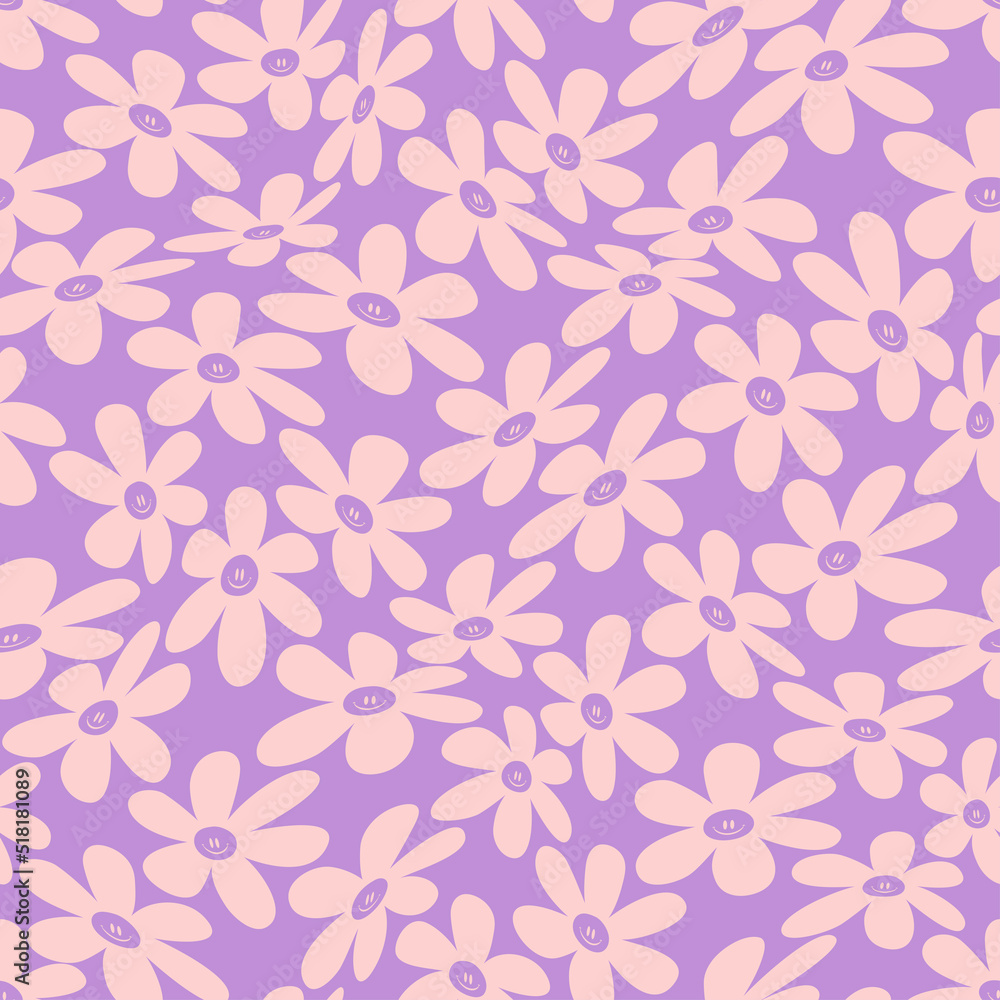 Warped smiling daisy pattern. vector seamless pattern Warped smiling daisy pattern. vector seamless pattern