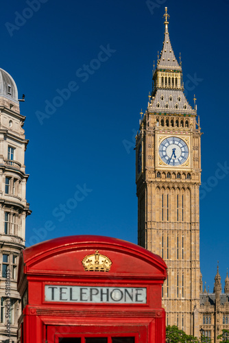 Big Ben and Red Telephone Box  London  England