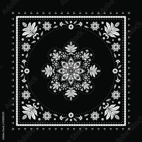 Baker bandana pattern in black and white