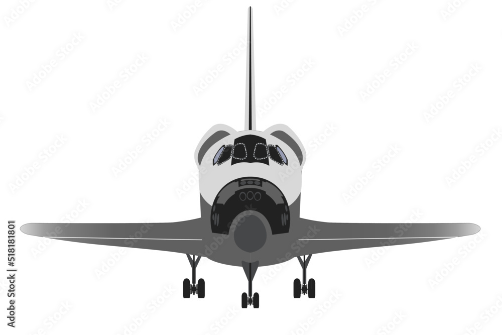 Space Shuttle front view isolated on white background. Vector illustration.