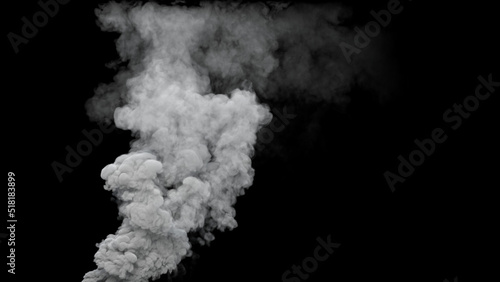 grey co2 emissions smoke exhaust from volcano on black, isolated - industrial 3D illustration