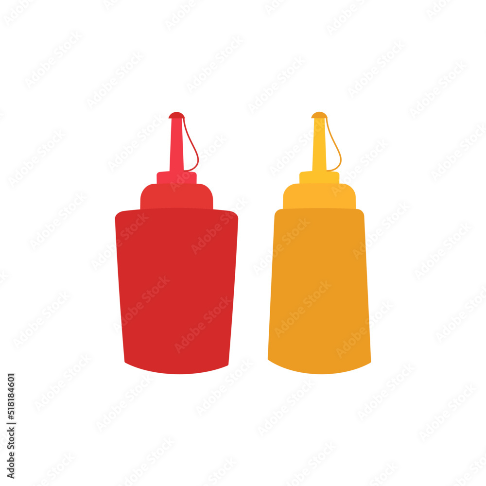 set with ketchup and mustard in flat style set with ketchup and mustard in flat style