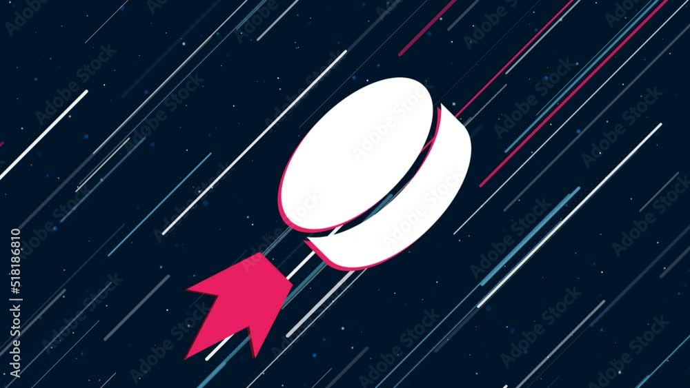 Vidéo Stock Hockey puck flies through the universe on a jet propulsion