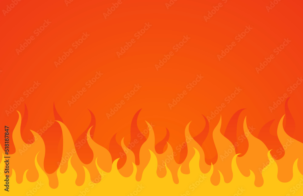 Fire flame on orange background Fire flame on orange background