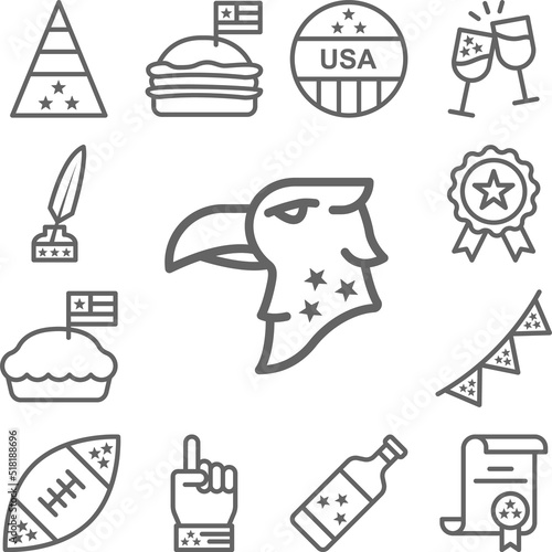 Eagle, USA icon in a collection with other items