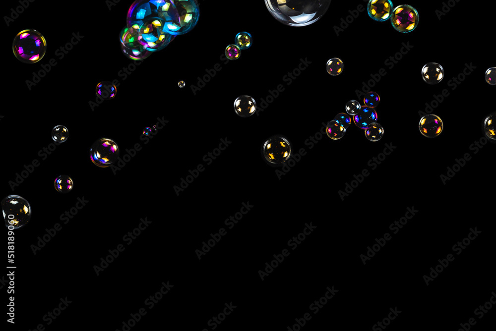 Soap bubbles isolated on a black background Soap bubbles isolated on a black background