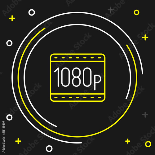 Line Full HD 1080p icon isolated on black background. Colorful outline concept. Vector