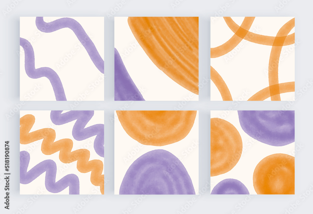 Orange and purple watercolor hand drawing splashes backgrounds for social media
