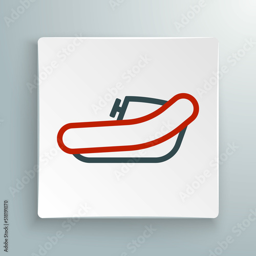 Line Inflatable boat with outboard motor icon isolated on white background. Colorful outline concept. Vector