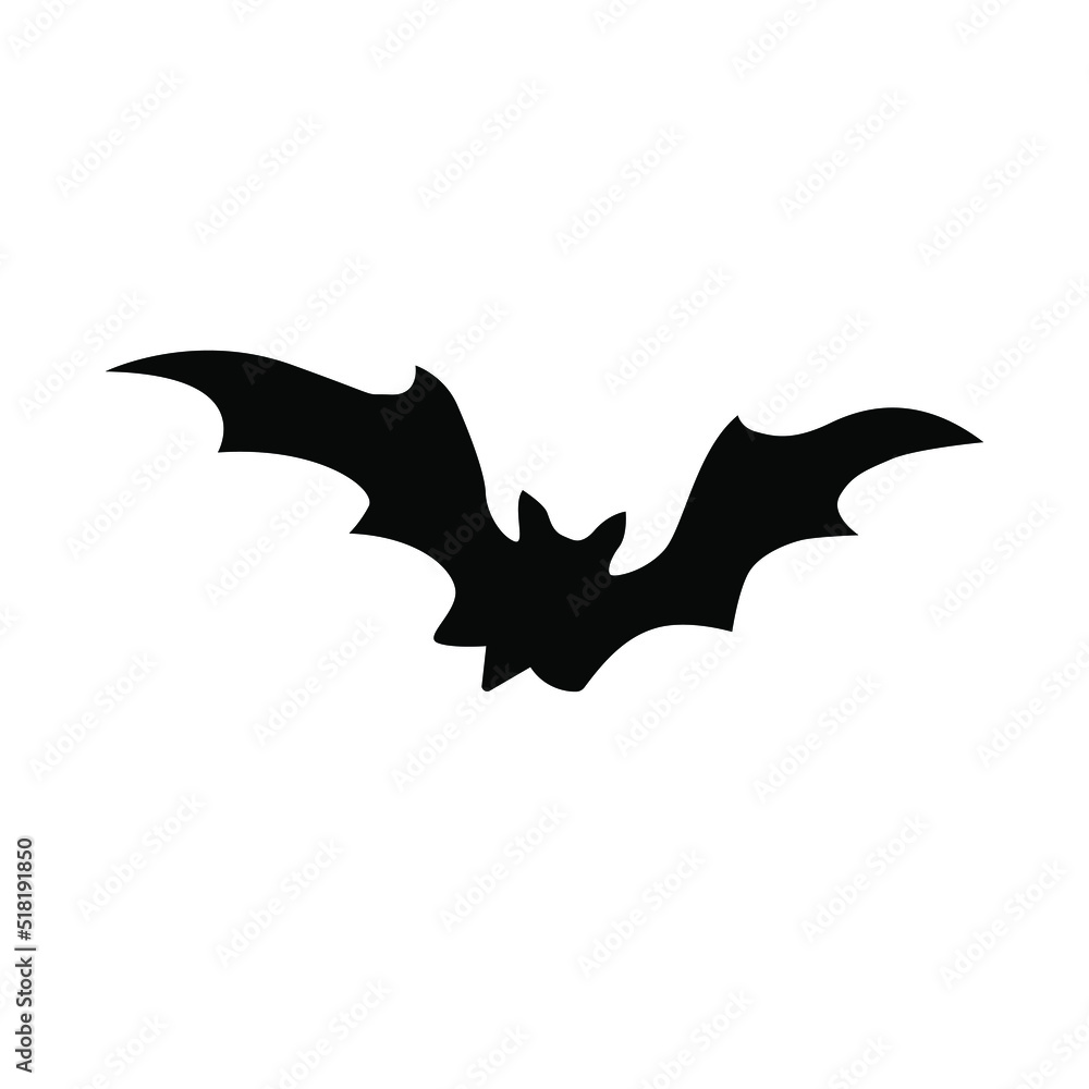 Bat silhouette. Template for printing. Bat icon isolated on white. Vector illustration Bat silhouette. Template for printing. Bat icon isolated on white. Vector illustration