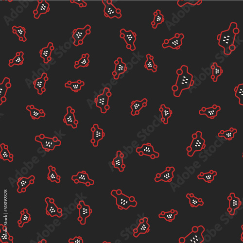 Line Taxi car icon isolated seamless pattern on black background. Vector