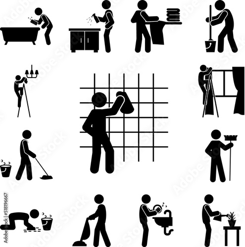 man scrubbing icon in a collection with other items