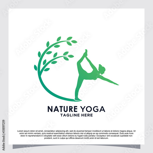 Nature yoga logo design Premium Vector