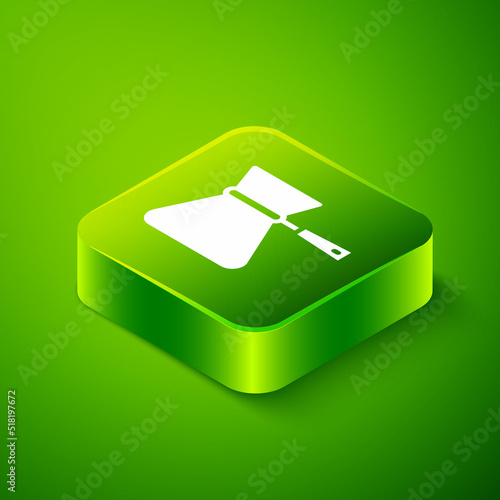 Isometric Coffee turk icon isolated on green background. Coffee cezve. Green square button. Vector