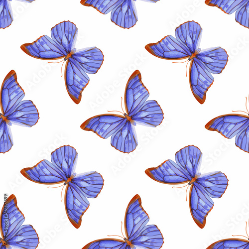 Watercolor vector illustration of seamless pattern with butterflies © Viktoria