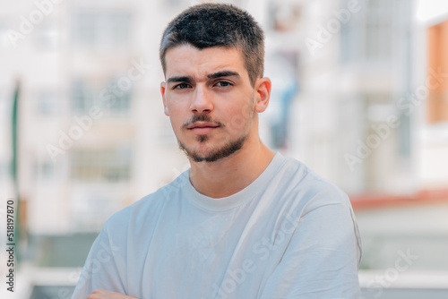 portrait of attractive young man outdoors