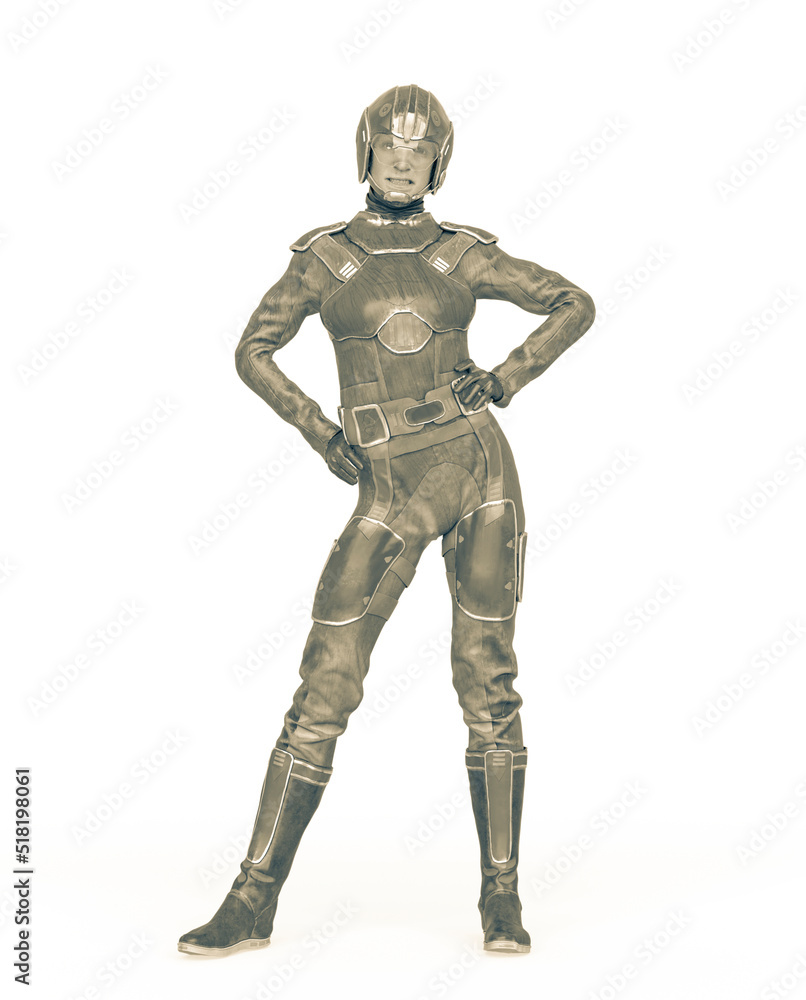 space runner girl is in super hero pose space runner girl is in super hero pose