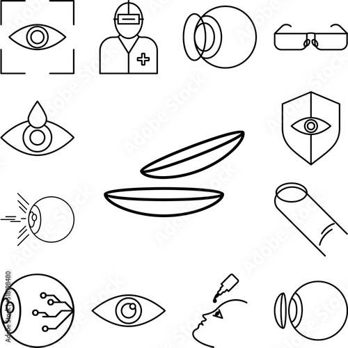ophthalmic lenses icon in a collection with other items