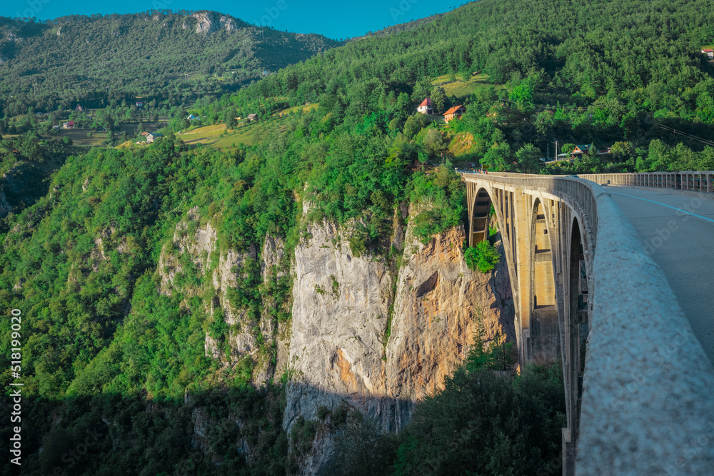 Famous bridge on the Tara river in Montenegro or Crna gora in ev