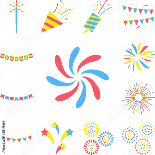 fireworks colored icon in a collection with other items