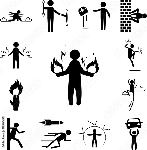 fire man icon in a collection with other items