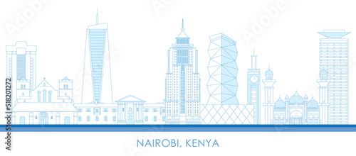 Outline Skyline panorama of city of Nairobi, Kenya - vector illustration