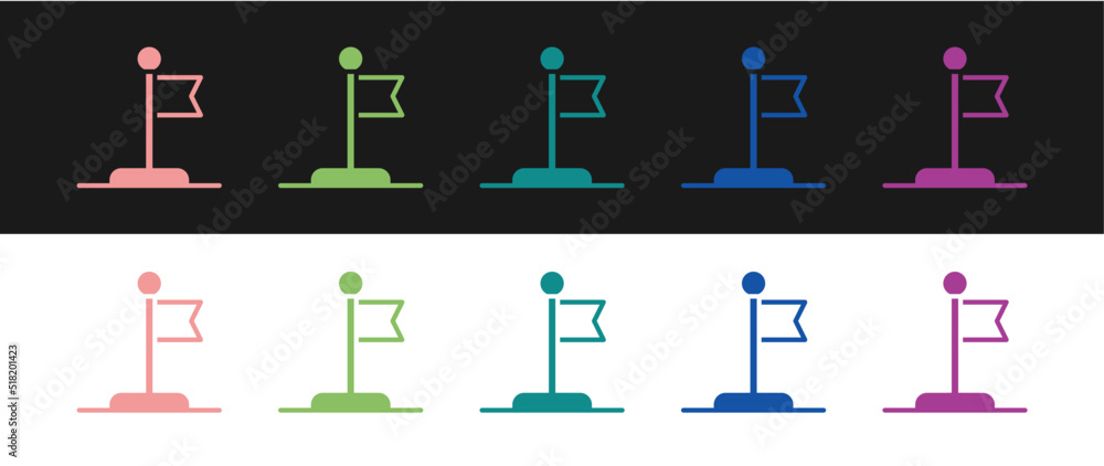 Set Flag icon isolated on black and white background. Victory, winning and conquer adversity concept. Vector Set Flag icon isolated on black and white background. Victory, winning and conquer adversity concept. Vector
