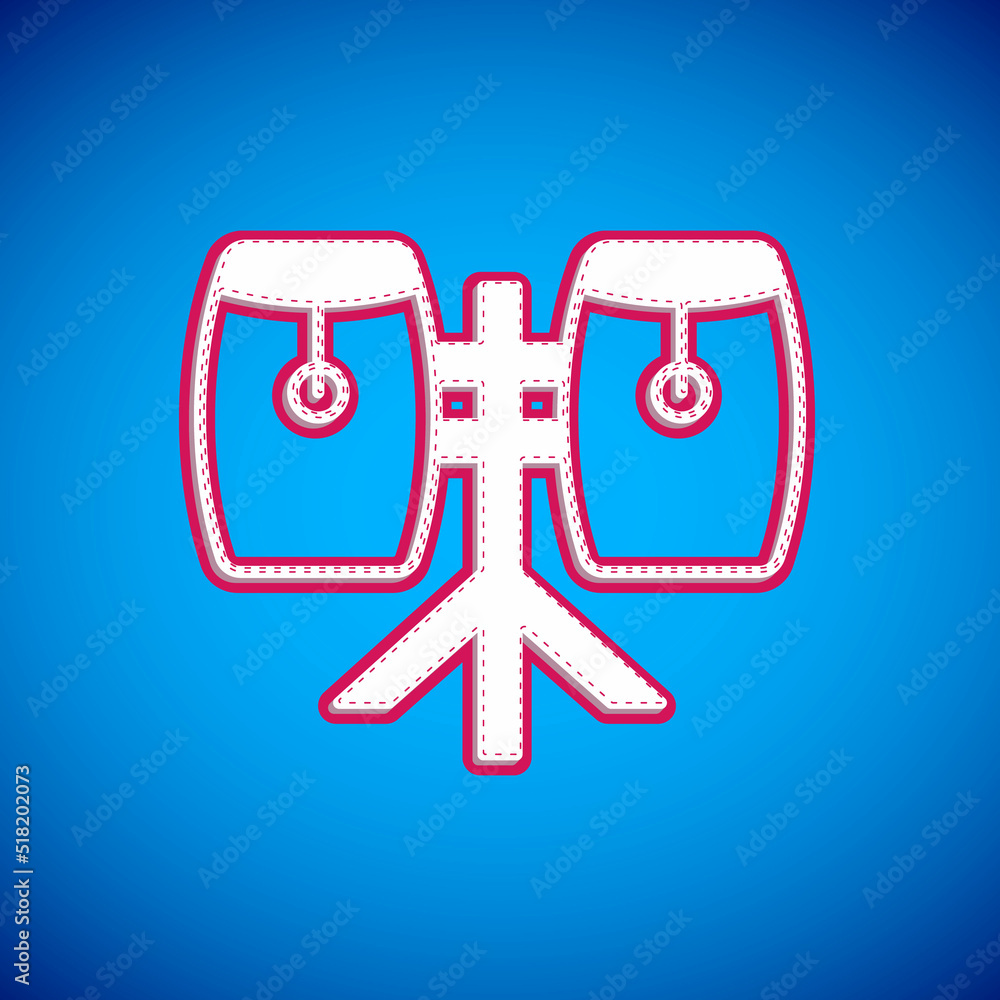 Ταπετσαρία White Conga drums icon isolated on blue background