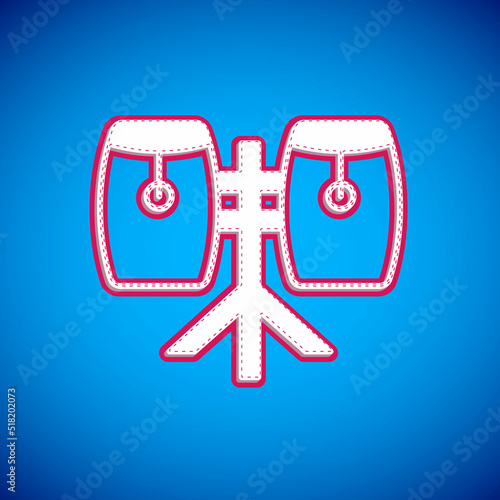Photography White Conga drums icon isolated on blue background