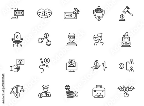 Corruption money extortion line icon. Bribery laundering corruption line icon financial political vector icon.
