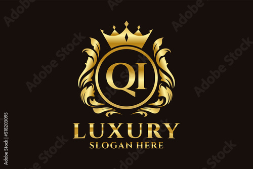 Initial QI Letter Royal Luxury Logo template in vector art for luxurious branding projects and other vector illustration.