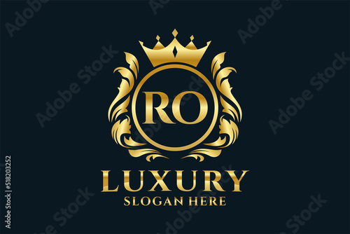 Initial RO Letter Royal Luxury Logo template in vector art for luxurious branding projects and other vector illustration.